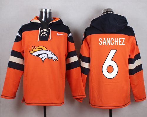Nike Broncos #6 Mark Sanchez Orange Player Pullover NFL Hoodie