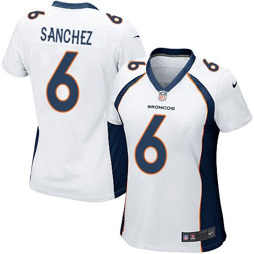 Nike Broncos #6 Mark Sanchez White Women's Stitched NFL New Elite Jersey