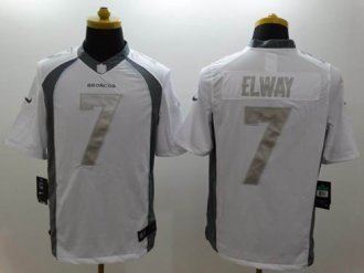 Nike Broncos #7 John Elway White NFL Limited Platinum Jersey