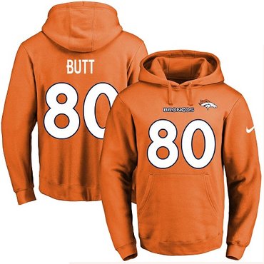 Nike Broncos #80 Jake Butt Orange Name & Number Pullover NFL Hoodie