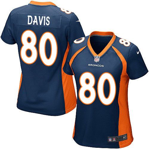 Nike Broncos #80 Vernon Davis Blue Alternate Women's Stitched NFL New Elite Jersey