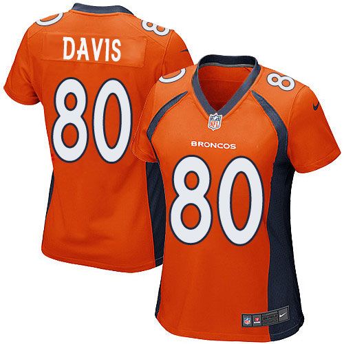 Nike Broncos #80 Vernon Davis Orange Team Color Women's Stitched NFL New Elite Jersey