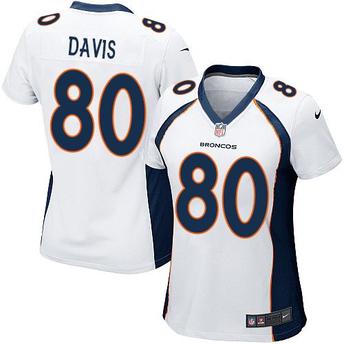 Nike Broncos #80 Vernon Davis White Women's Stitched NFL New Elite Jersey
