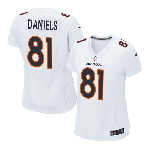 Nike Broncos #81 Owen Daniels White Women's Stitched NFL Game Event Jersey