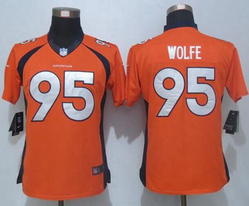 Nike Broncos #95 Derek Wolfe Orange Team Color Women's Stitched NFL New Limited Jersey