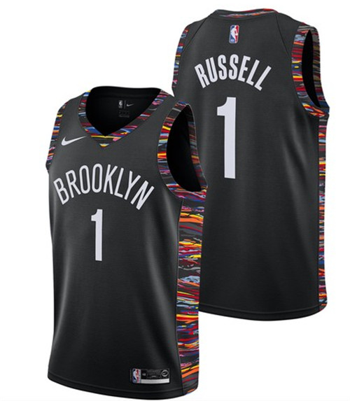 Nike Brooklyn Nets 1 D'Angelo Russell Black 2018-19 City Edition Nike Swingman Jersey