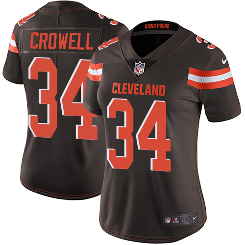 Nike Browns #34 Isaiah Crowell Brown Team Color Women's Stitched NFL Vapor Untouchable Limited Jersey