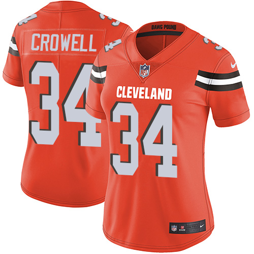 Nike Browns #34 Isaiah Crowell Orange Alternate Women's Stitched NFL Vapor Untouchable Limited Jersey - 副本