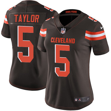 Nike Browns #5 Tyrod Taylor Brown Team Color Women's Stitched NFL Vapor Untouchable Limited Jersey