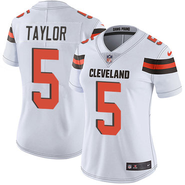 Nike Browns #5 Tyrod Taylor White Women's Stitched NFL Vapor Untouchable Limited Jersey