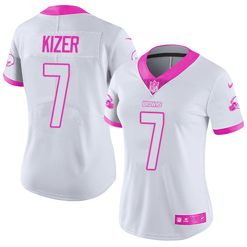 Nike Browns #7 DeShone Kizer White Pink Women's Stitched NFL Limited Rush Fashion Jersey