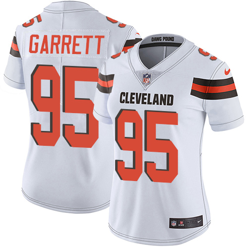 Nike Browns #95 Myles Garrett White Women's Stitched NFL Vapor Untouchable Limited Jersey - 副本
