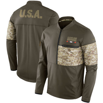 Nike Browns Olive Salute to Service Sideline Hybrid Half-Zip Pullover Jacket