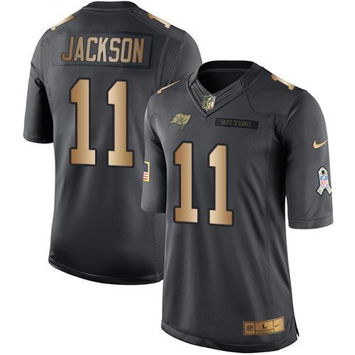 Nike Buccaneers #11 DeSean Jackson Black Youth Stitched NFL Limited Gold Salute to Service Jersey