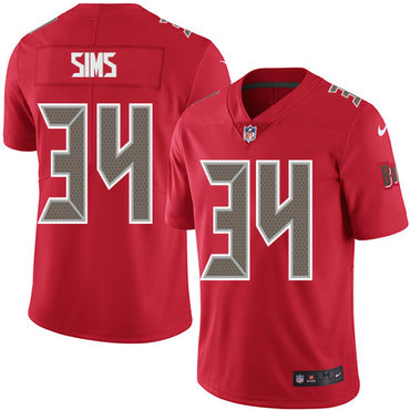 Nike Buccaneers #34 Charles Sims Red Men's Stitched NFL Limited Rush Jersey