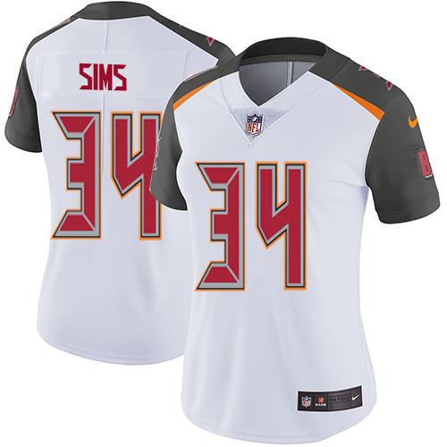 Nike Buccaneers #34 Charles Sims White Women's Stitched NFL Vapor Untouchable Limited Jersey