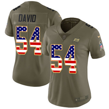 Nike Buccaneers #54 Lavonte David Olive USA Flag Women's Stitched NFL Limited 2017 Salute to Service Jersey