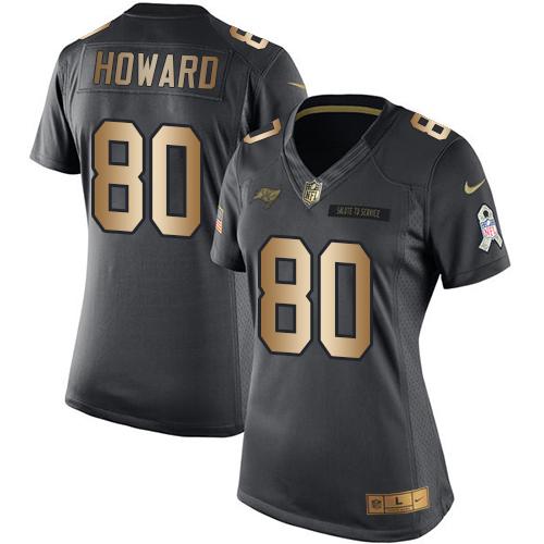 Nike Buccaneers #80 O. J. Howard Black Women's Stitched NFL Limited Gold Salute to Service Jersey