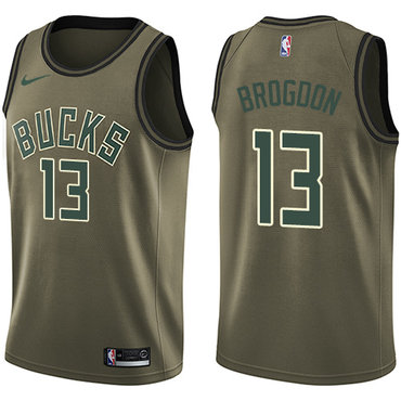 Nike Bucks #13 Malcolm Brogdon Green Salute to Service NBA Swingman Jersey