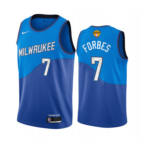 Nike Bucks #7 Bryn Forbes Men's 2021 NBA Finals Bound City Edition Jersey Blue
