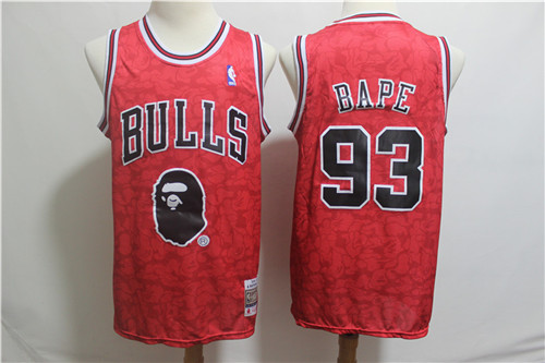 Nike Bulls 93 Bape Red Hardwood Classics Jersey