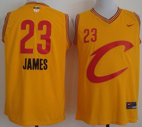 Nike C Cavaliers #23 LeBron James Gold The Finals Patch NBA Swingman Jersey