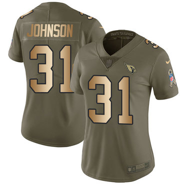 Nike Cardinals #31 David Johnson Olive Gold Women's Stitched NFL Limited 2017 Salute to Service Jersey