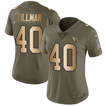 Nike Cardinals #40 Pat Tillman Olive  Gold Women's Stitched NFL Limited 2017 Salute to Service Jersey