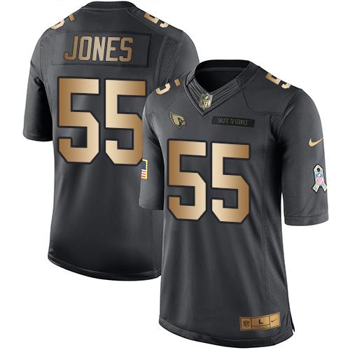 Nike Cardinals #55 Chandler Jones Black Youth Stitched NFL Limited Gold Salute to Service Jersey - 副本