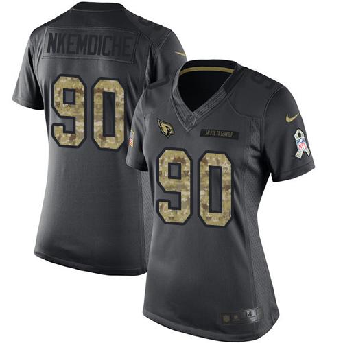 Nike Cardinals #90 Robert Nkemdiche Black Women's Stitched NFL Limited 2016 Salute to Service Jersey