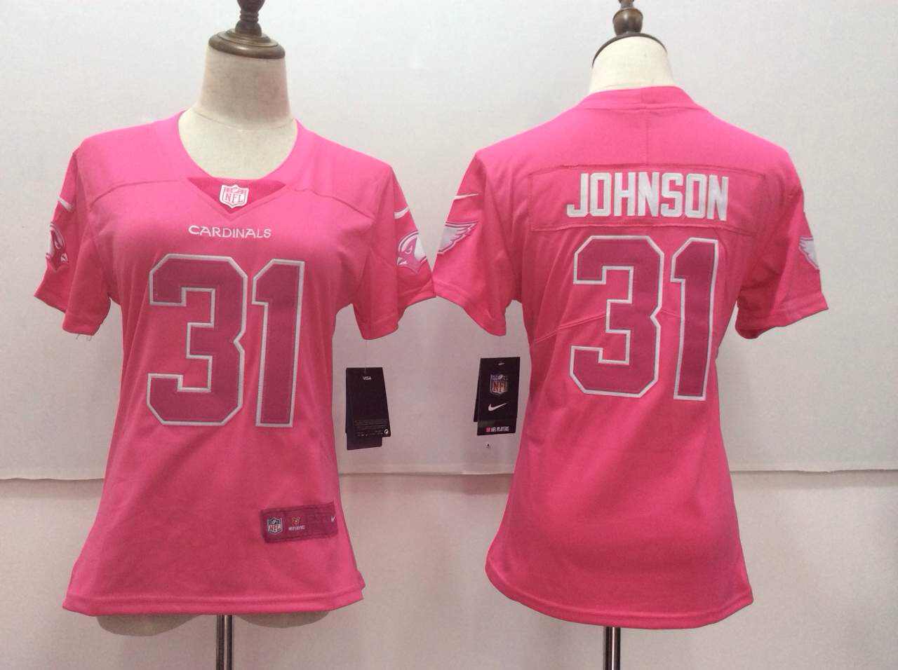 Nike Cardinals 31 David Johnson Pink Women Vapor Untouchable Player Limited Jersey