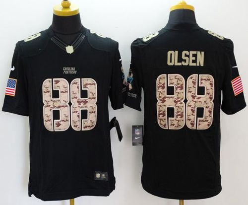 Nike Carolina Panthers #88 Greg Olsen Black Men's Stitched NFL Limited Salute to Service Jersey