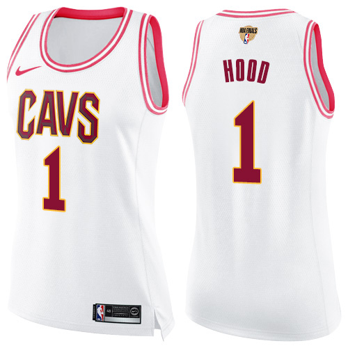 Nike Cavaliers #1 Rodney Hood White Pink The Finals Patch Women's NBA Swingman Fashion Jersey