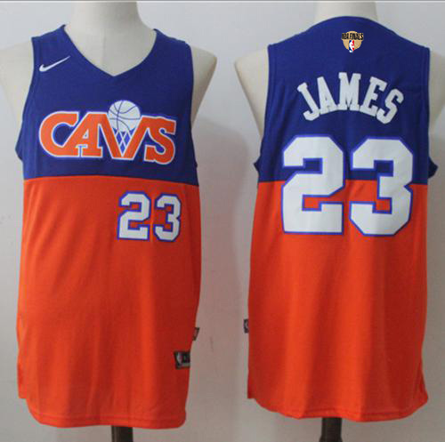 Nike Cavaliers #23 LeBron James Blue Orange The Finals Patch NBA Swingman Jersey