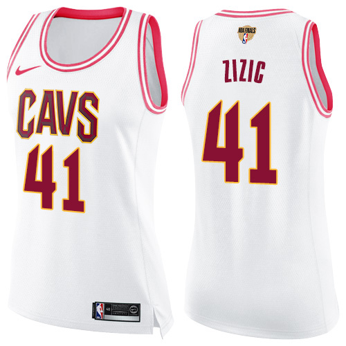 Nike Cavaliers #41 Ante Zizic White Pink The Finals Patch Women's NBA Swingman Fashion Jersey
