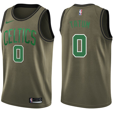 Nike Celtics #0 Jayson Tatum Green Salute to Service NBA Swingman Jersey