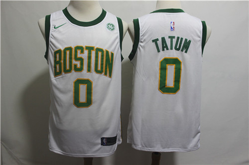 Nike Celtics 0 Jayson Tatum White 2018-19 City Edition Nike Swingman Jersey