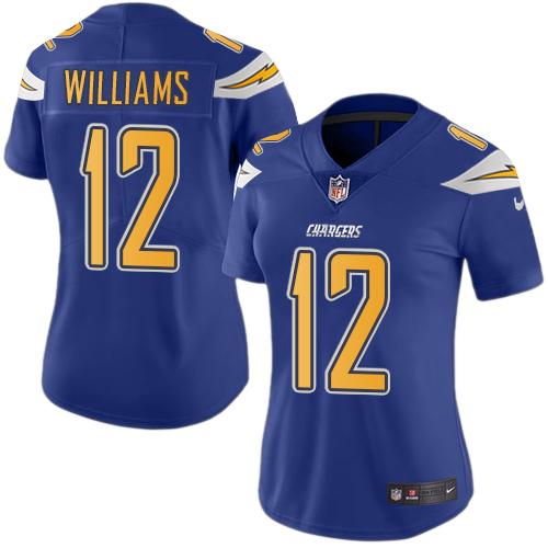 Nike Chargers #12 Mike Williams Electric Blue Women's Stitched NFL Limited Rush Jersey