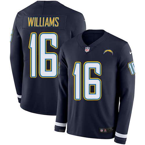 Nike Chargers #16 Tyrell Williams Navy Blue Team Color Men's Stitched NFL Limited Therma Long Sleeve Jersey