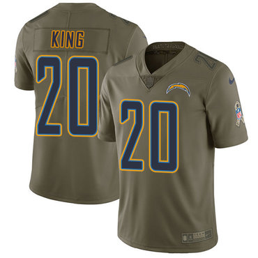 Nike Chargers #20 Desmond King Olive Men's Stitched NFL Limited 2017 Salute To Service Jersey