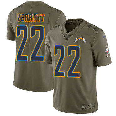 Nike Chargers #22 Jason Verrett Olive Youth Stitched NFL Limited 2017 Salute to Service Jersey