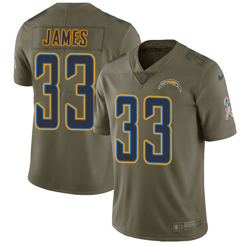 Nike Chargers #33 Derwin James Olive Men's Stitched NFL Limited 2017 Salute To Service Jersey