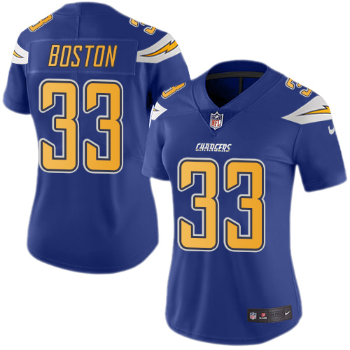 Nike Chargers #33 Tre Boston Electric Blue Women's Stitched NFL Limited Rush Jersey