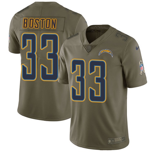Nike Chargers #33 Tre Boston Olive Men's Stitched NFL Limited 2017 Salute To Service Jersey