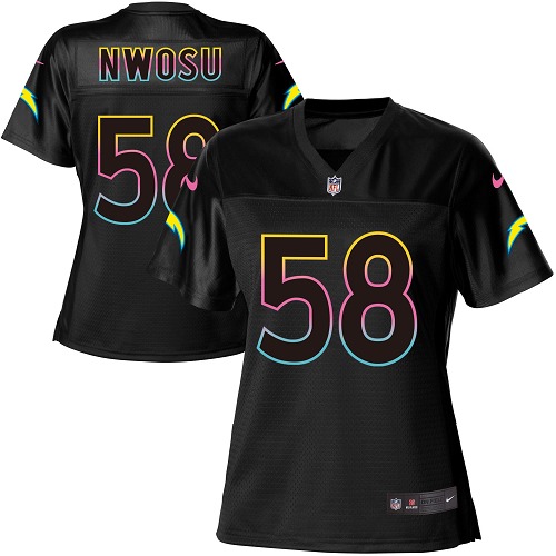 Nike Chargers #58 Uchenna Nwosu Black Women's NFL Fashion Game Jersey