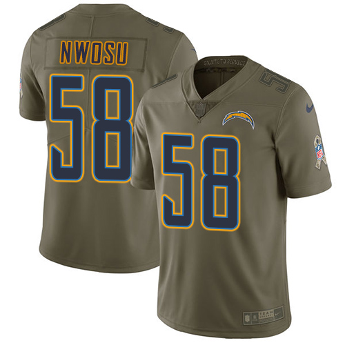 Nike Chargers #58 Uchenna Nwosu Olive Men's Stitched NFL Limited 2017 Salute To Service Jersey