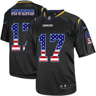 Nike Chargers 17 Philip Rivers Black USA Flag Fashion Elite Jersey