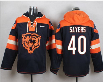 Nike Chicago Bears #40 Gale Sayers Navy Blue Player Pullover NFL Hoodie