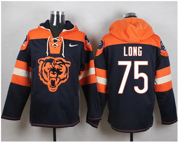 Nike Chicago Bears #75 Kyle Long Navy Blue Player Pullover NFL Hoodie