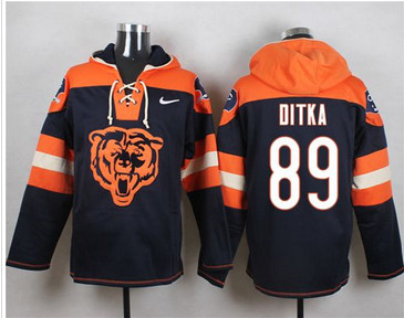 Nike Chicago Bears #89 Mike Ditka Navy Blue Player Pullover NFL Hoodie